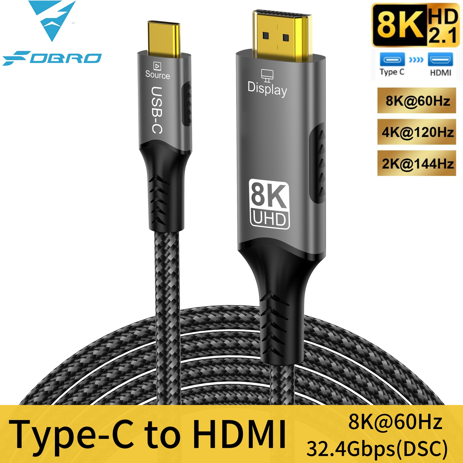 Hdmi Cable 2.1 - 8K Type C to HDMI 2.1