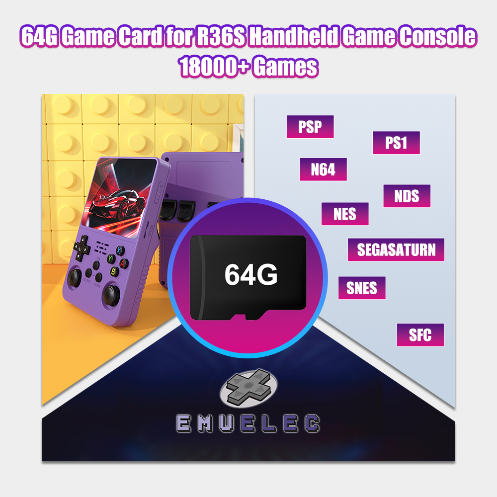 Gaming Console Handheld Retro - 64G Game TF Card for R36S