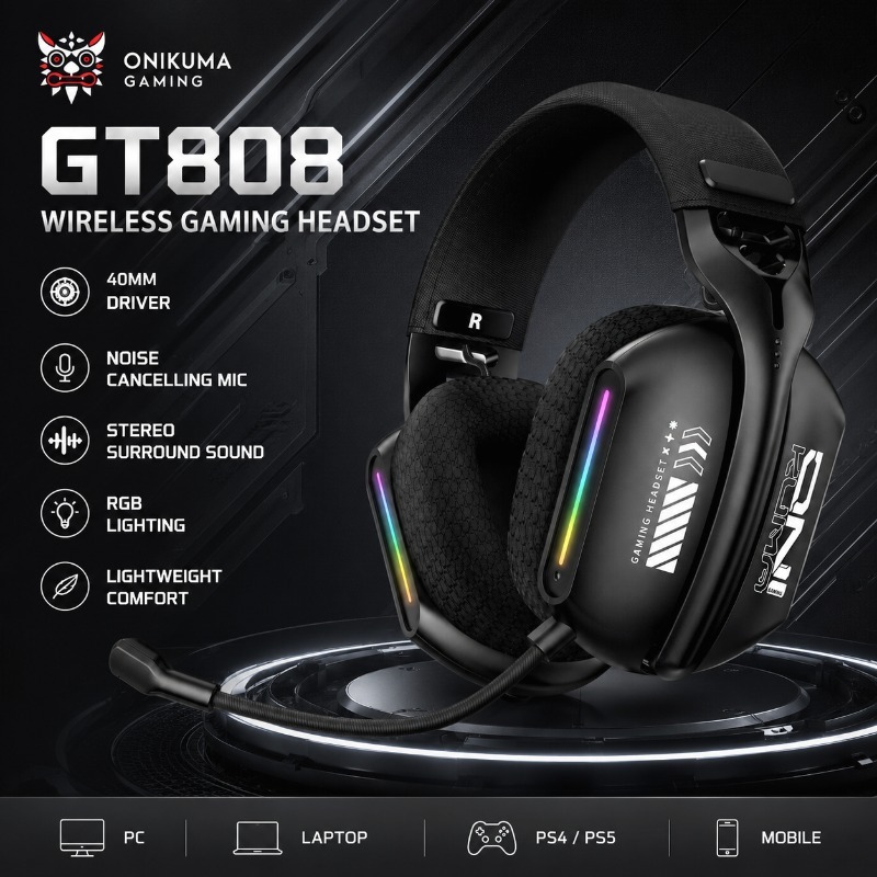 ONIKUMA GT808 Gaming Headset W - Gaming Console Apple review and price